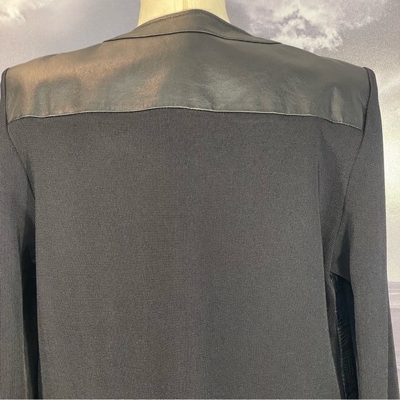 Nygard Collection Sz OX Black Geometric Textured Leather Knit Sleeve Back Jacket - Picture 8 of 11
